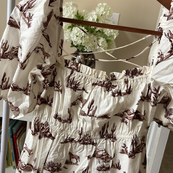 MANGO cactus print puff sleeve long dress blogger fave zara competitor - Picture 6 of 10